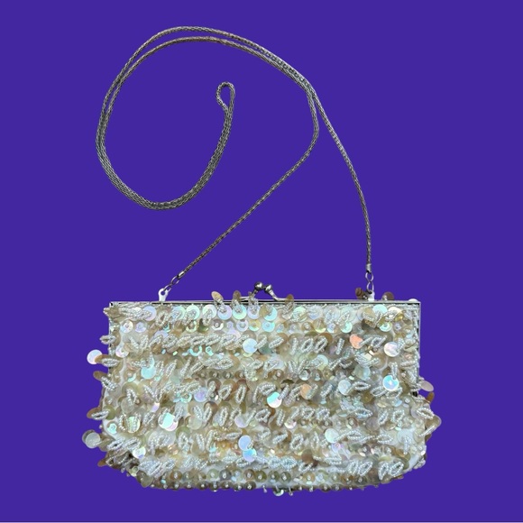 White beaded sequin bag - Picture 1 of 3